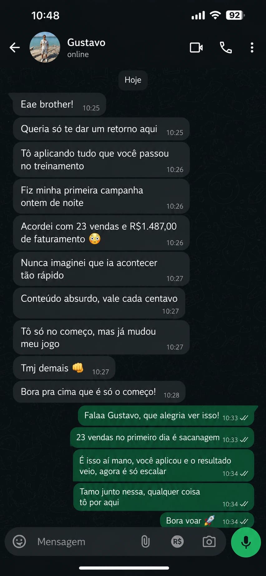 Depoimento de aluno — reforço social 2