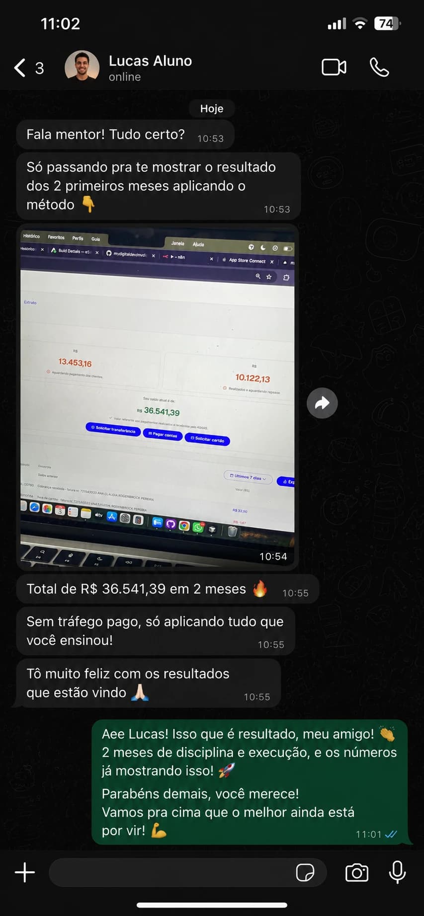 Print de resultado — aluno 1